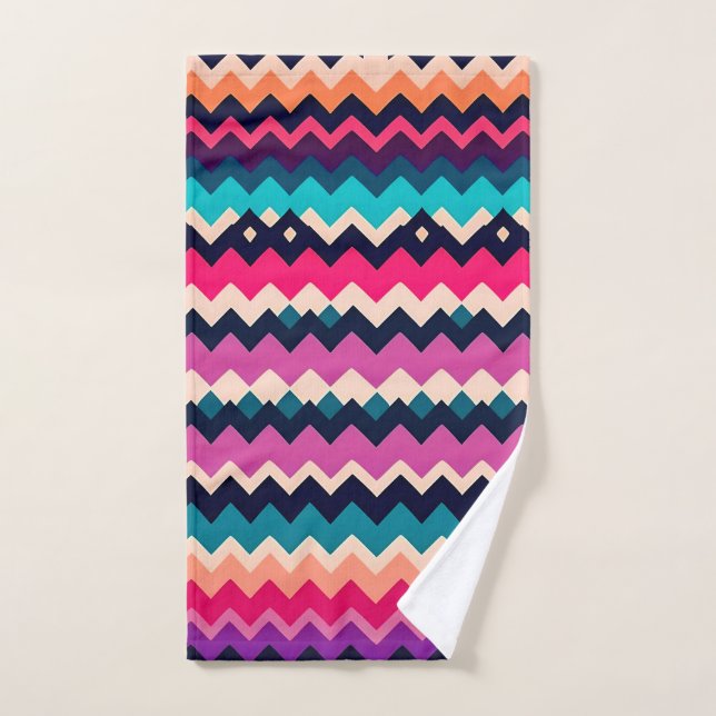 Zigzag Zickzack farbiges Muster Handtuch (Handtuch)
