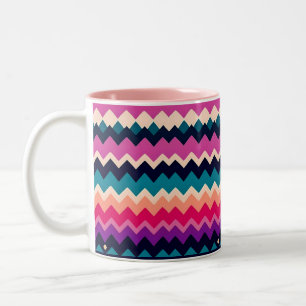 Zigzag Zickzack farbiges Muster Zweifarbige Tasse