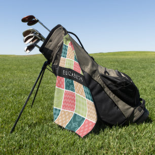 Zigzag, Zickzack, Gingham, Polka Dots, Ihr Name Golfhandtuch