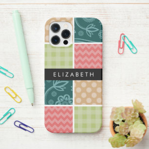 Zigzag, Zickzack, Gingham, Polka Dots, Ihr Name iPhone 12 Pro Hülle