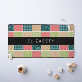 Zigzag, Zickzack, Gingham, Polka Dots, Ihr Name Schreibtischunterlage