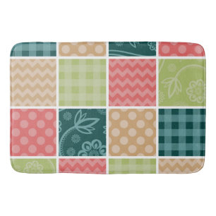 Zigzag, Zickzack, Gingham, Polka Dots, Patchwork Badematte