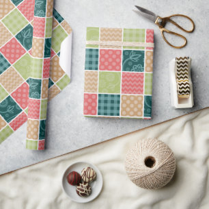 Zigzag, Zickzack, Gingham, Polka Dots, Patchwork Geschenkpapier