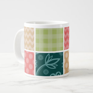 Zigzag, Zickzack, Gingham, Polka Dots, Patchwork Jumbo-Tasse