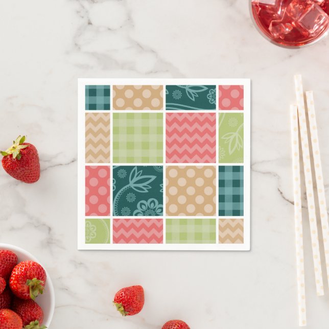 Zigzag, Zickzack, Gingham, Polka Dots, Patchwork Serviette (Beispiel)