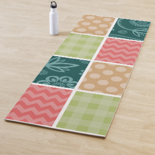 Zigzag, Zickzack, Gingham, Polka Dots, Patchwork Yogamatte
