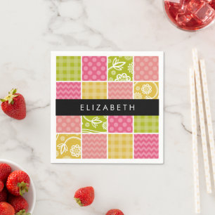 Zigzag, Zickzack, Polka Dots, Gingham, Ihr Name Serviette