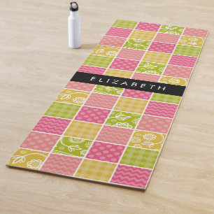 Zigzag, Zickzack, Polka Dots, Gingham, Ihr Name Yogamatte