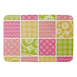Zigzag, Zickzack, Polka Dots, Gingham, Patchwork Badematte