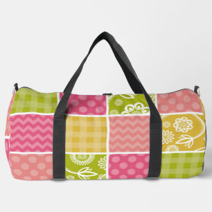 Zigzag, Zickzack, Polka Dots, Gingham, Patchwork Duffle Bag