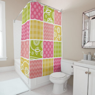 Zigzag, Zickzack, Polka Dots, Gingham, Patchwork Duschvorhang