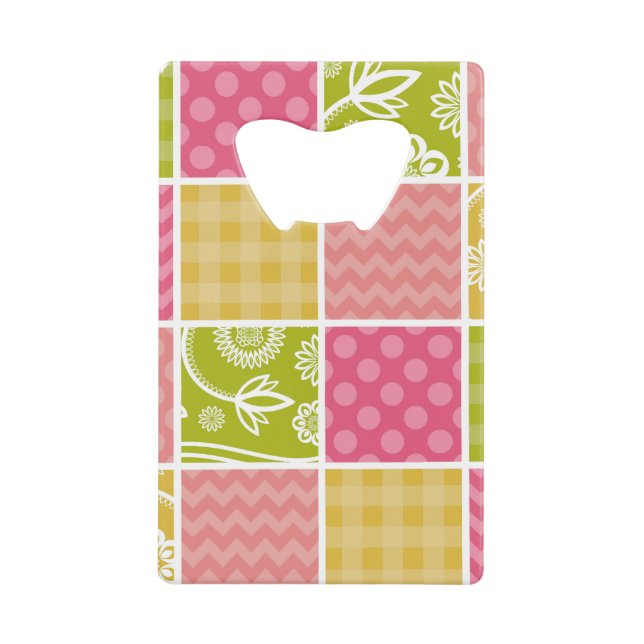 Zigzag, Zickzack, Polka Dots, Gingham, Patchwork Geldbeutel Flaschenöffner (Vorderseite)