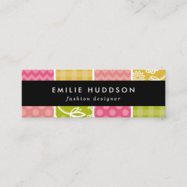 Zigzag, Zickzack, Polka Dots, Gingham, Patchwork Mini Visitenkarte