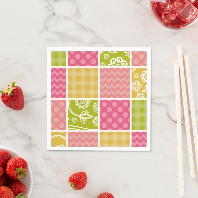 Zigzag, Zickzack, Polka Dots, Gingham, Patchwork Serviette (Beispiel)