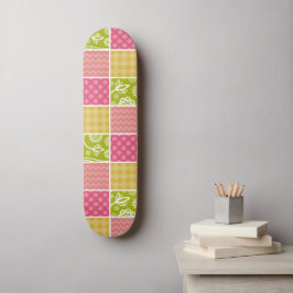 Zigzag, Zickzack, Polka Dots, Gingham, Patchwork Skateboard
