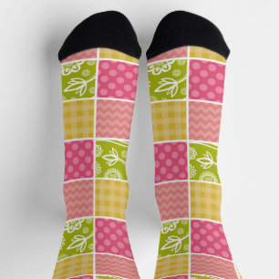 Zigzag, Zickzack, Polka Dots, Gingham, Patchwork Socken