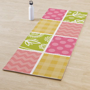 Zigzag, Zickzack, Polka Dots, Gingham, Patchwork Yogamatte