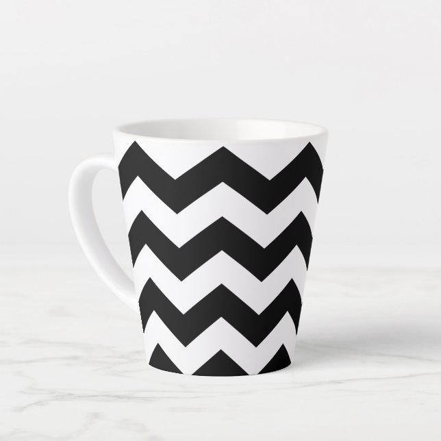Zigzag Zickzack Schwarz/Weiß Milchtasse (Linke Ecke)