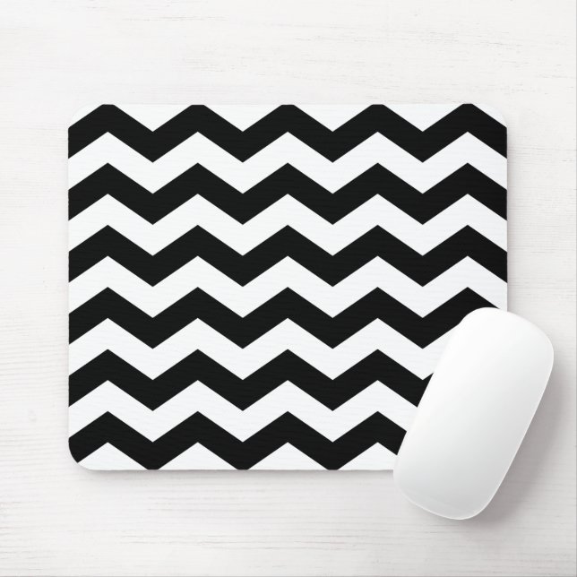 Zigzag Zickzack Schwarz/Weiß Mousepad (Mit Mouse)