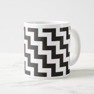 Zigzags Jumbo Tasse, Black and White Chevrons Jumbo-Tasse