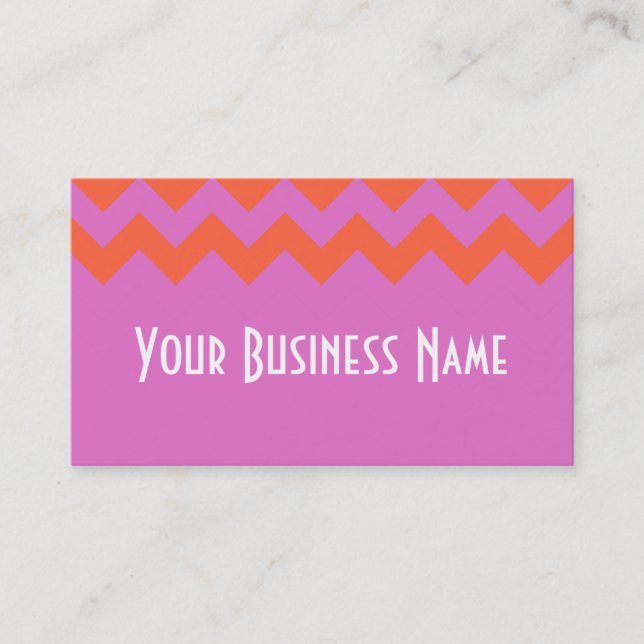 Zigzags Magenta und Orange Chevrons Business Card Visitenkarte (Vorderseite)