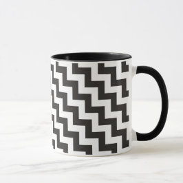 Zigzags Ringer-Tasse, Schwarz-Weiß-Chevronen Tasse
