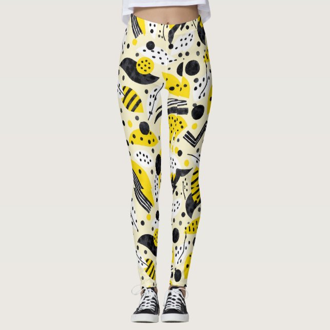 Zigzags Stripes-Punkte Nahtloses Muster Leggings (Vorderseite)