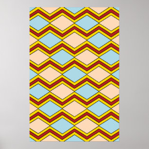 Zigzags und Diamonds Abstrakte Kunst Poster