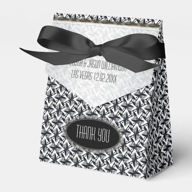 Zigzagy Schwarz-weiß Batik Gastgeschenk Boxes Geschenkschachtel (Vorderseite)