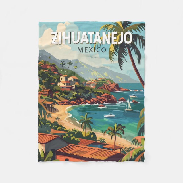 Zihuatanejo Mexico Reisen Kunst Vintag Fleecedecke (Vorderseite)