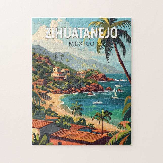 Zihuatanejo Mexico Reisen Kunst Vintag Puzzle (Vertikal)