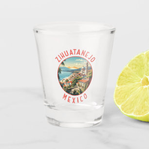 Zihuatanejo Mexico Retro abgenutzt Kreis Schnapsglas