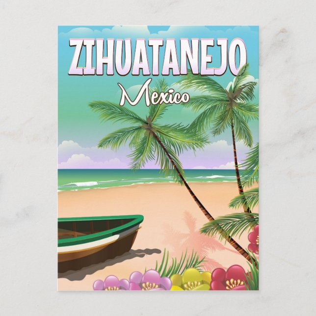 Zihuatanejo Mexikanisches Strandurlaubsposter Postkarte (Vorderseite)