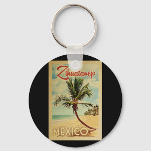 Zihuatanejo Palme-Vintage Reise Schlüsselanhänger