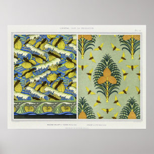 Zikaden, Fliegende Fische und Nautilus-Schalen Poster
