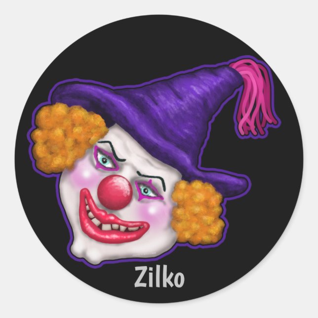 Zilko der gruselige Clown | Halloween Fun Runder Aufkleber (Vorderseite)