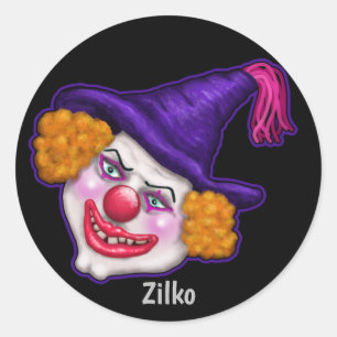 Zilko der gruselige Clown   Halloween Fun Runder Aufkleber