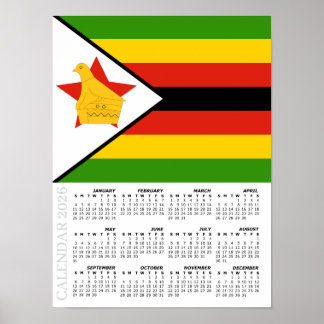 Zimbabwe 2026 Calendar, Large, Zimbabwe Flag Poster