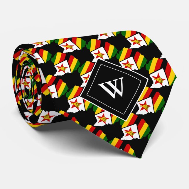 ZIMBABWE Christlich Scripting Monogram Black Krawatte (Gerollt)