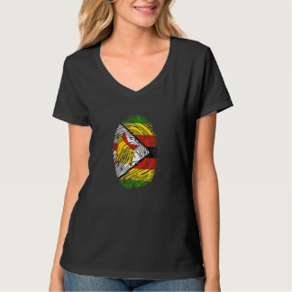 Zimbabwe Country Flag Fingerprint DNA T-Shirt