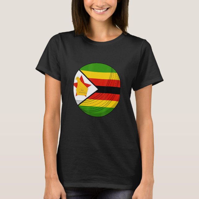 Zimbabwe Cricket Ball Black People Cricket Fan Fla T-Shirt (Vorderseite)