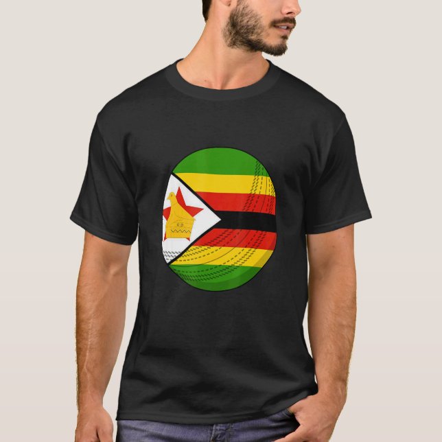 Zimbabwe Cricket Ball Black People Cricket Fan Fla T-Shirt (Vorderseite)