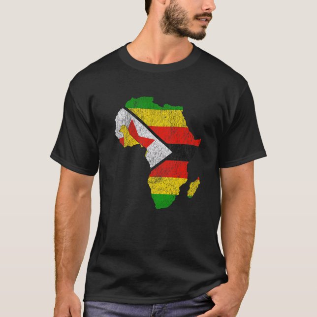 Zimbabwe Flag Africa Continent Silhouette Gift Zim T-Shirt (Vorderseite)