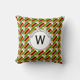 ZIMBABWE FLAG Custom Monogram Bible Zimbabwee Kissen