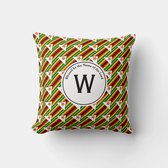 ZIMBABWE FLAG Custom Monogram Bible Zimbabwee Kissen (Vorderseite)