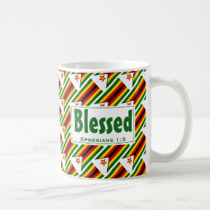 ZIMBABWE FLAG Custom Scripture BLESSED Simbabwee Kaffeetasse