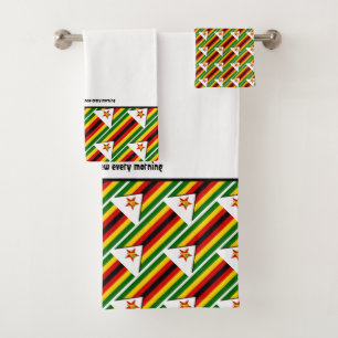 ZIMBABWE FLAG Gewohnte Schrift WEISS Badhandtuch Set