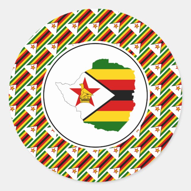 ZIMBABWE FLAG Zimbabwean Karte Stilvoll Patriotisc Runder Aufkleber (Vorderseite)