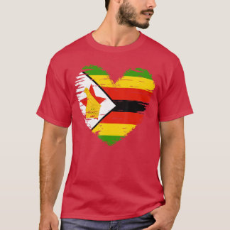 Zimbabwe Outfit Zimbabwe Herz Flagge Ich liebe Zim T-Shirt
