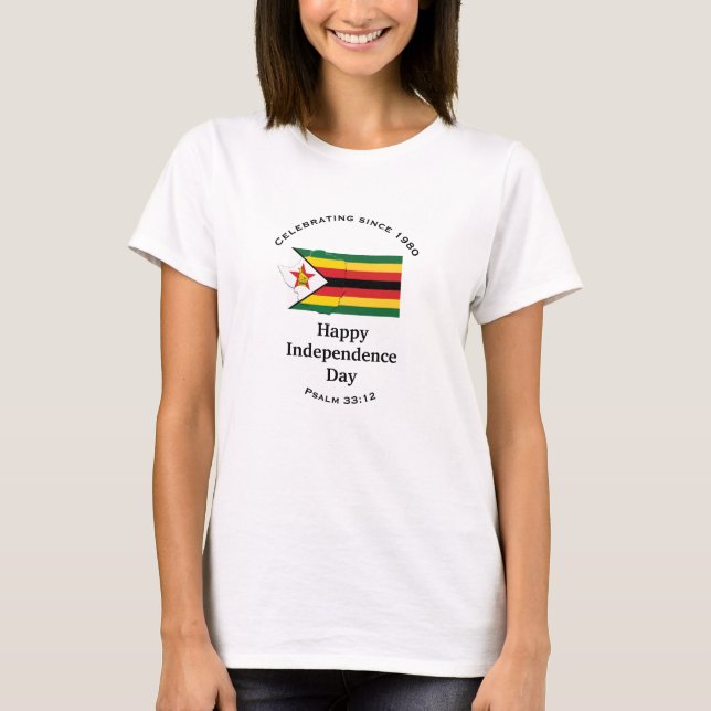 ZIMBABWE UNABHÄNGIGKEIT Flag Karte WEISS T-Shirt (Vorderseite)